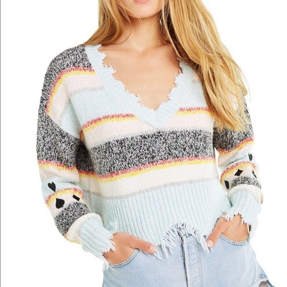 Wildfox Oversized Cropped Sweater Embroidered Smal - Picture 1 of 9